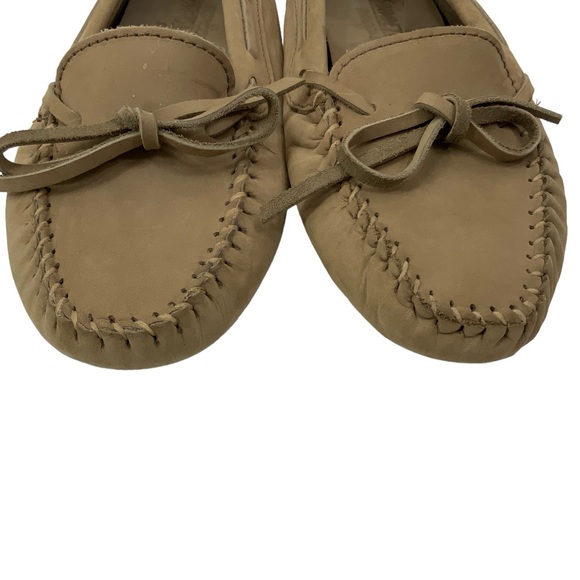MINNETONKA Size 9 Driving Moccasins Leather Slip On Loafers Beige Tan - Picture 4 of 11